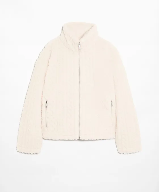 Куртка из искусственной овчины с узором «косы»