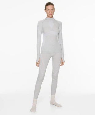 PALE GREY MELANGE|1707/614 - OYSHO Лонгслив PERFORMANCE BASE LAYERS из смесовой мериносовой шерсти