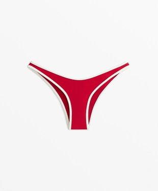 STRONG RED|2458/367 - OYSHO Полуоткрытые плавки бикини U-образной формы с окантовкой