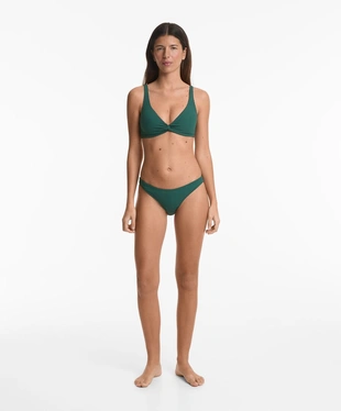 SEA GREEN|2458/377 - OYSHO Полуоткрытые U-образные плавки бикини из жаккарда в мелкую клетку