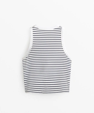 NAVY|4144/058 - OYSHO Удлиненный топ-майка в рубчик из смесового модала