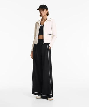 CONTRAST PLEATED TROUSERS WITH SOFT-TOUCH MODAL- Заказать в России