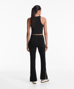 CONTRAST NEOPRENE-EFFECT FLARE TROUSERS- Заказать в России