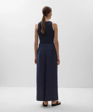 100% LINEN TIE WIDE-LEG TROUSERS- Заказать в России