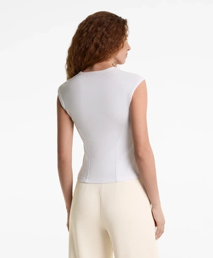 SHORT-SLEEVED RIB TOP WITH COTTON AND MODAL- Заказать в России