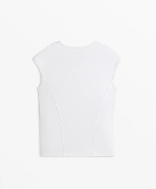 SHORT-SLEEVED RIB TOP WITH COTTON AND MODAL- Заказать в России