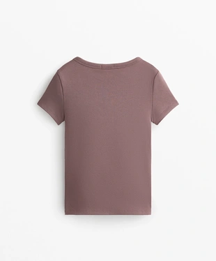 HEAVY RIB ROUND NECK T-SHIRT WITH MODAL- Заказать в России