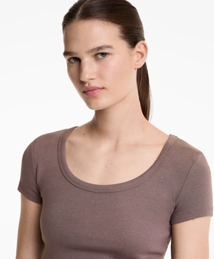 HEAVY RIB ROUND NECK T-SHIRT WITH MODAL- Заказать в России