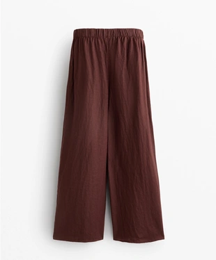 100% LINEN LAYERED STRAIGHT-LEG TROUSERS- Заказать в России