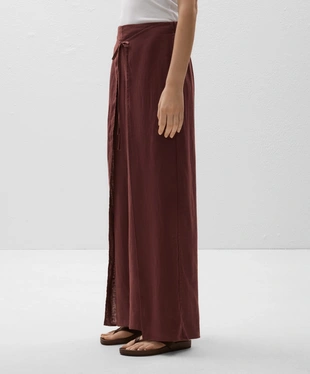 100% LINEN LAYERED STRAIGHT-LEG TROUSERS- Заказать в России