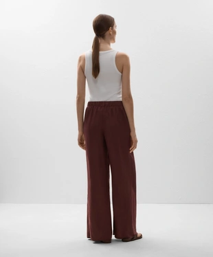 100% LINEN LAYERED STRAIGHT-LEG TROUSERS- Заказать в России