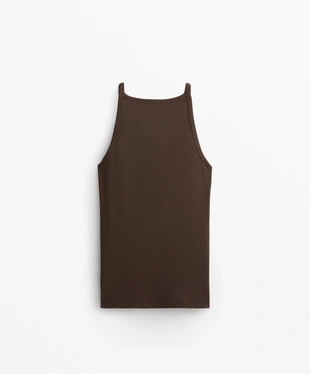 RIB THIN STRAP TOP WITH COTTON AND MODAL- Заказать в России