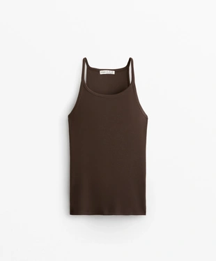 RIB THIN STRAP TOP WITH COTTON AND MODAL- Заказать в России
