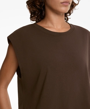COTTON BLEND SLEEVELESS SEAMLESS T-SHIRT- Заказать в России