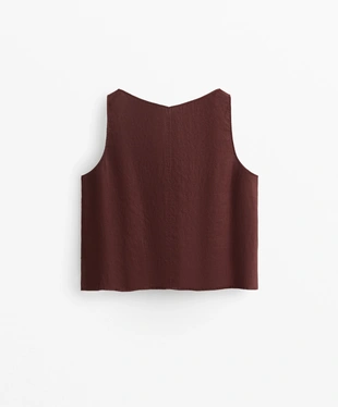 100% LINEN V-NECK TOP- Заказать в России