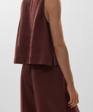 100% LINEN V-NECK TOP- Заказать в России