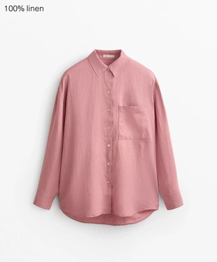 100% LINEN RELAXED SHIRT- Заказать в России