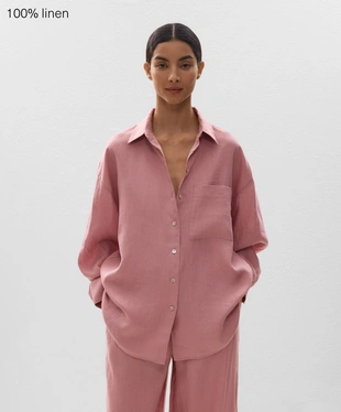 100% LINEN RELAXED SHIRT- Заказать в России