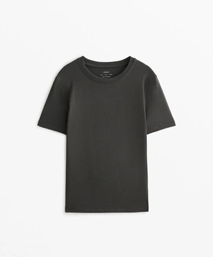 COTTON BLEND SHORT-SLEEVED T-SHIRT- Заказать в России