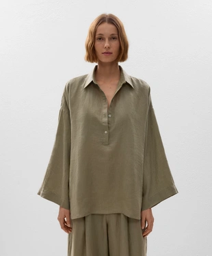 OVERSIZE SHIRT IN 100% LINEN- Заказать в России