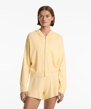 HOODED RIB-KNIT JACKET- Заказать в России