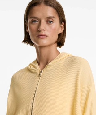 HOODED RIB-KNIT JACKET- Заказать в России