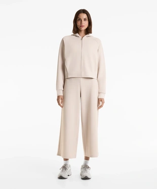 FOLDOVER WAIST RIB WIDE-LEG TROUSERS- Заказать в России