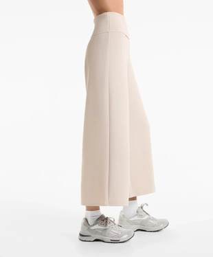 FOLDOVER WAIST RIB WIDE-LEG TROUSERS- Заказать в России