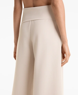 FOLDOVER WAIST RIB WIDE-LEG TROUSERS- Заказать в России