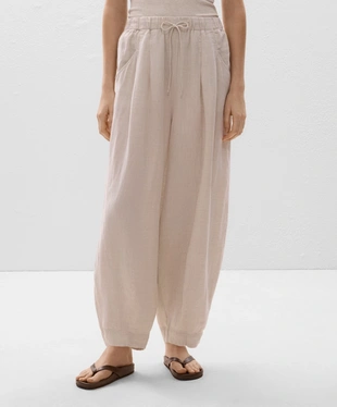 100% LINEN BALLOON TROUSERS- Заказать в России