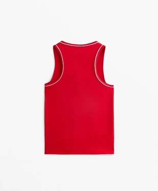 SLEEVELESS PIPING T-SHIRT- Заказать в России