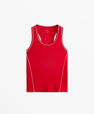 SLEEVELESS PIPING T-SHIRT- Заказать в России