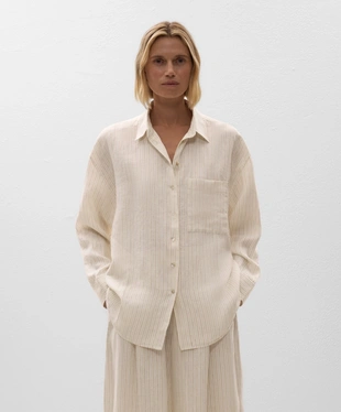 100% LINEN RELAXED STRIPED SHIRT- Заказать в России
