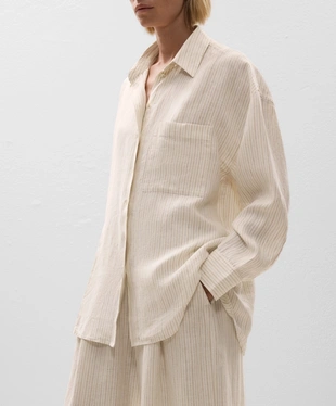 100% LINEN RELAXED STRIPED SHIRT- Заказать в России