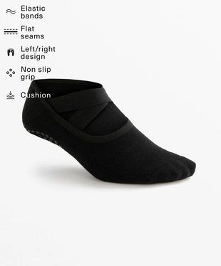 2 PAIRS OF COTTON BLEND YOGA AND PILATES SOCKS WITH CROSSOVER STRAPS- Заказать в России