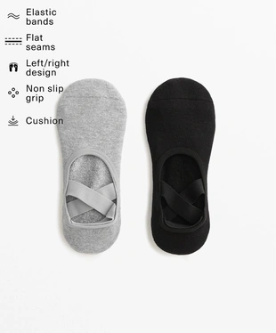 2 PAIRS OF COTTON BLEND YOGA AND PILATES SOCKS WITH CROSSOVER STRAPS- Заказать в России