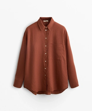 100% LINEN LONG-SLEEVED SHIRT- Заказать в России