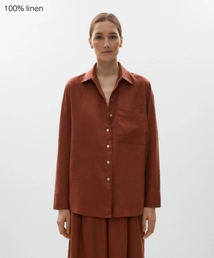 100% LINEN LONG-SLEEVED SHIRT- Заказать в России