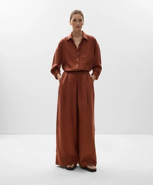 100% LINEN LONG-SLEEVED SHIRT- Заказать в России