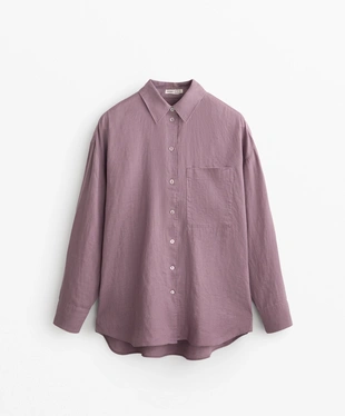 100% LINEN RELAXED SHIRT- Заказать в России