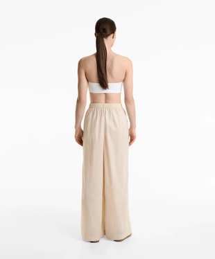100% COTTON POPLIN WIDE-LEG TROUSERS- Заказать в России