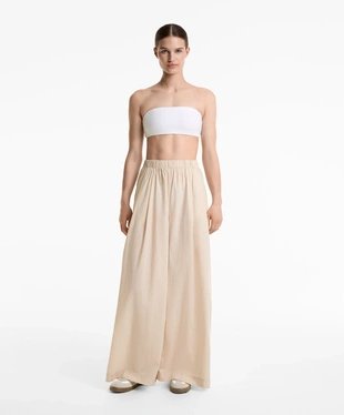100% COTTON POPLIN WIDE-LEG TROUSERS- Заказать в России