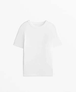 COTTON BLEND SHORT-SLEEVED T-SHIRT- Заказать в России