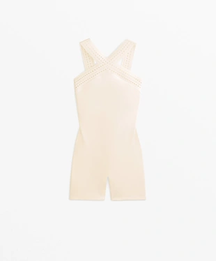 COMPRESSIVE CUTWORK SHORT JUMPSUIT- Заказать в России