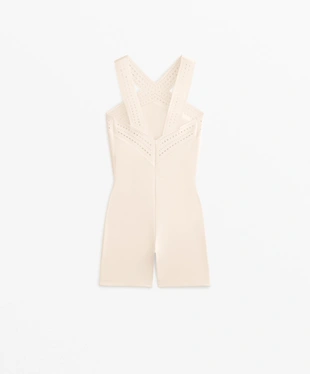 COMPRESSIVE CUTWORK SHORT JUMPSUIT- Заказать в России