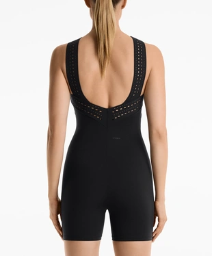 COMPRESSIVE CUTWORK SHORT JUMPSUIT- Заказать в России