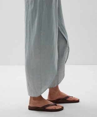 100% LINEN BARREL TROUSERS WITH ROUNDED SLITS- Заказать в России