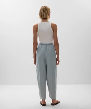100% LINEN BARREL TROUSERS WITH ROUNDED SLITS- Заказать в России