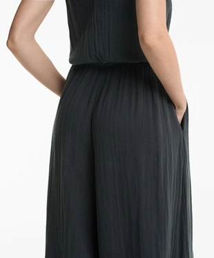 LONG 100% COTTON WIDE LEG BALLOON JUMPSUIT- Заказать в России