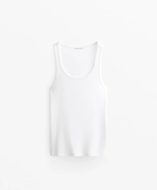 SLEEVELESS RIB TOP WITH COTTON AND MODAL- Заказать в России